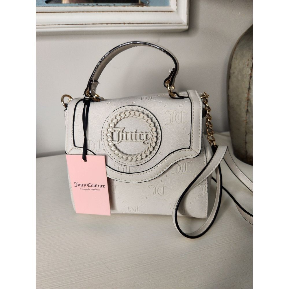 NWT JUICY COUTURE Bag Stay In Circle Mini Crossbody Ivory Cream Angel Deboss‎